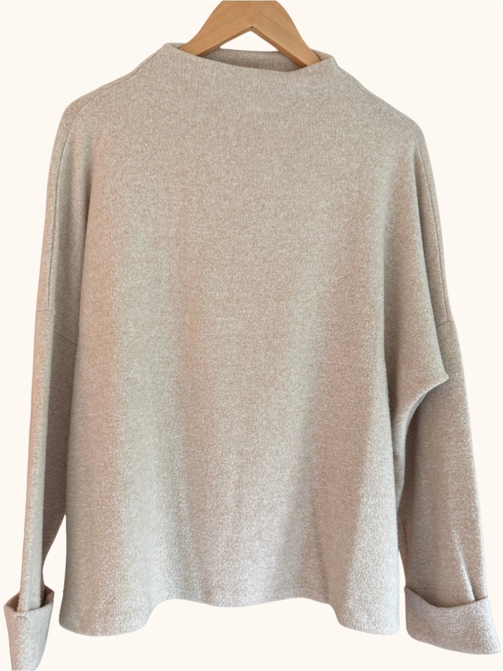 H&M Oatmeal Mock Neck Boxy Sweater Size L